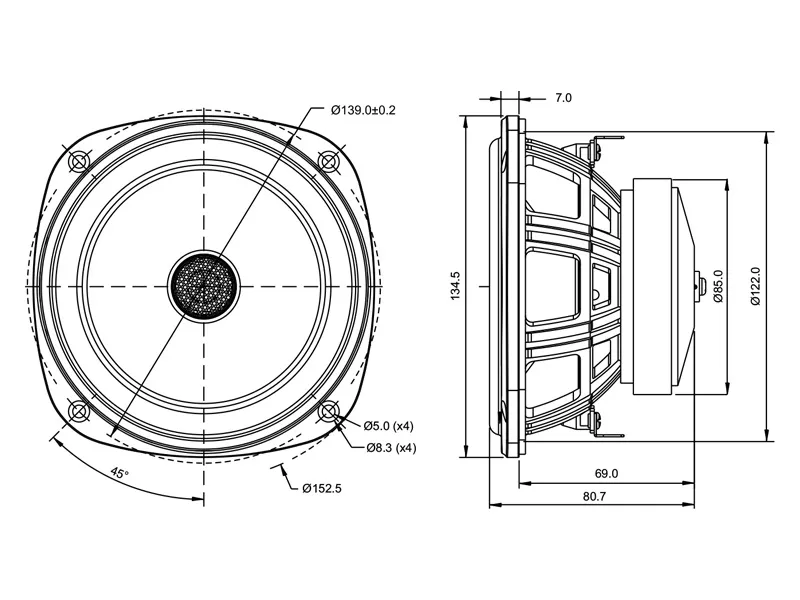 SB Acoustics SB13PFC25-4-COAX coassiale 5" 4 ohm carta