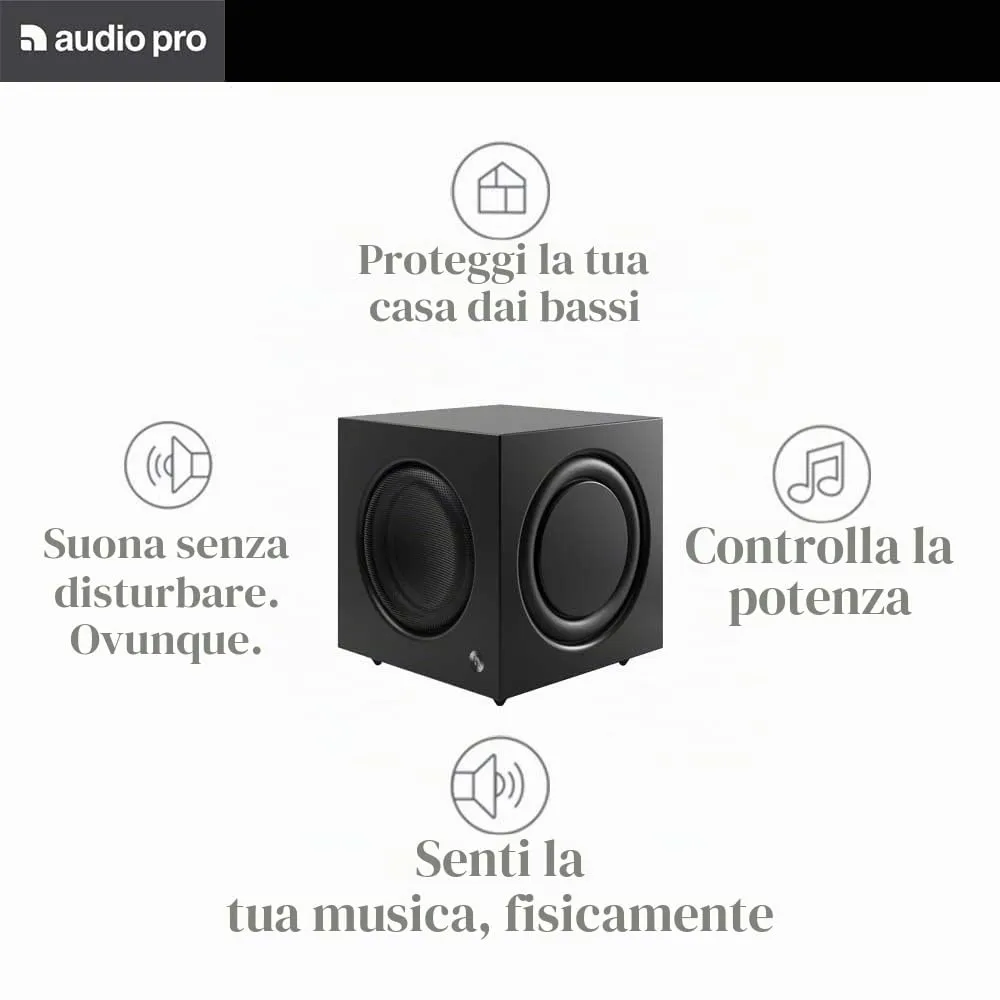 Audio Pro SW-10 subwoofer nero 200W bassi profondi