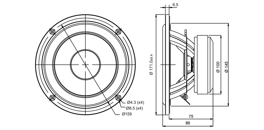 SB Acoustics SB17CRC35-8 Woofer 6" Carbonio 8 Ohm