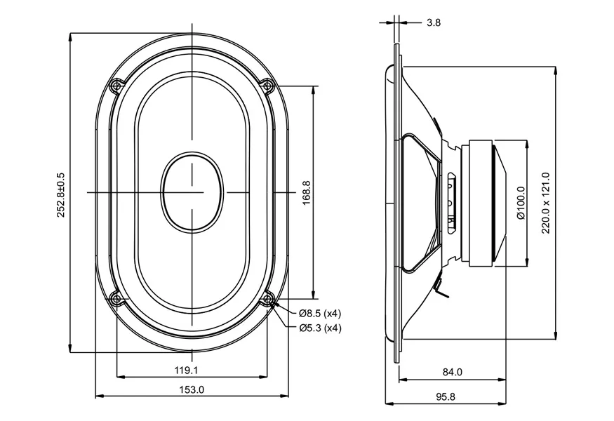 SB Acoustics SB15SFCR39-4 Altoparlante Ovale 5x8" 4 Ohm