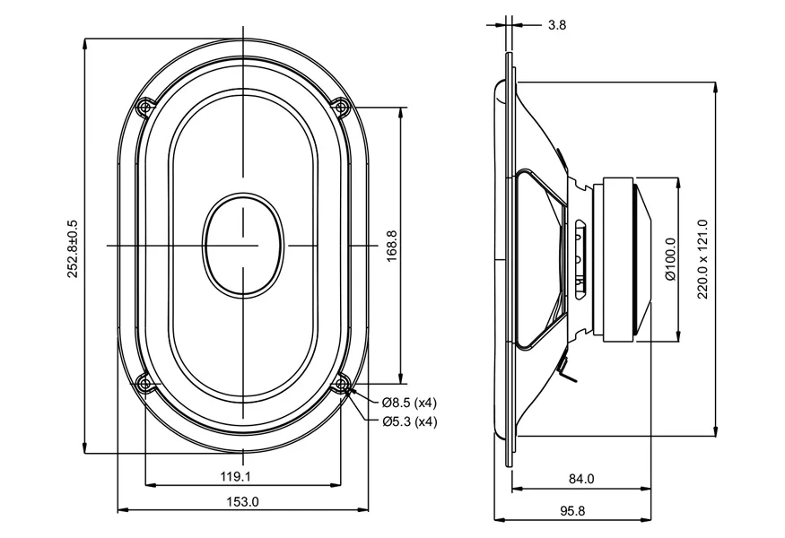 SB Acoustics SB15SFCR39-8 Altoparlante Ovale 5x8" 8 Ohm