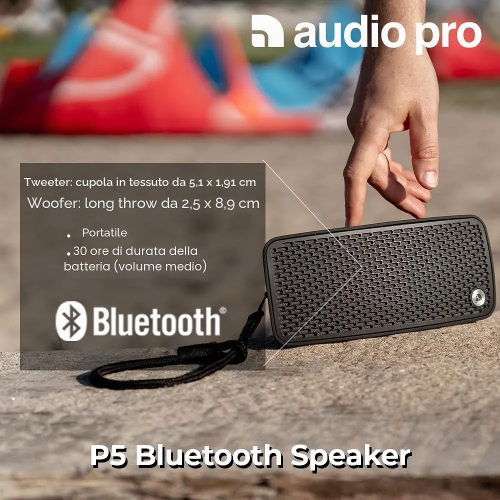 Audio Pro P5 cassa Bluetooth portatile nera IPX4