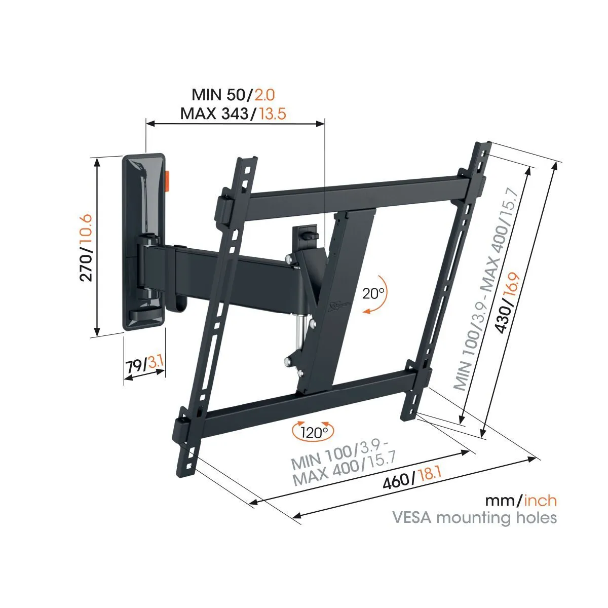 Vogel's Comfort TVM 3423 supporto TV 32-65" full-motion