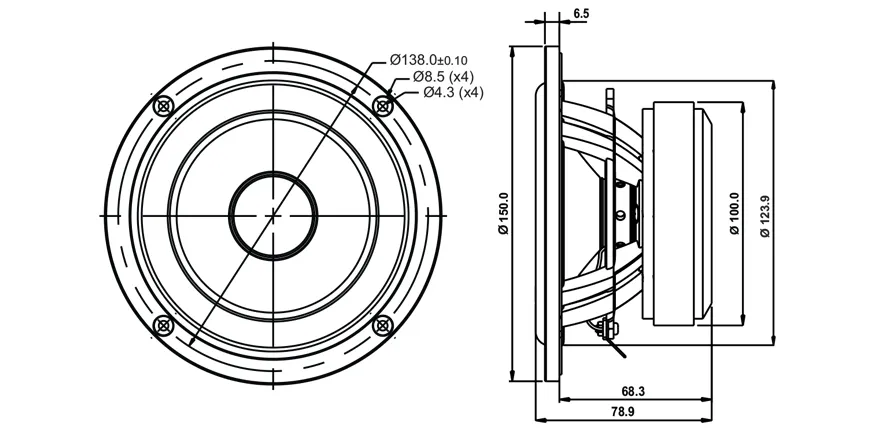 SB Acoustics SB15NRX2C30-4 Woofer 5" Norex 4 Ohm