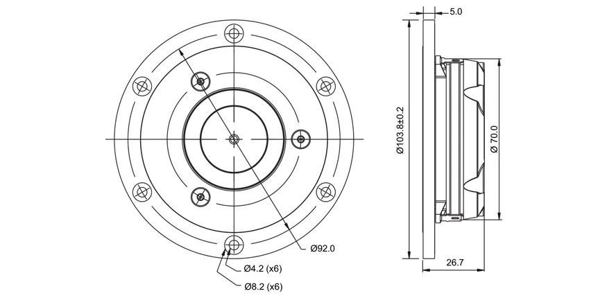 SB Acoustics Satori TW29RN-8 tweeter tessuto argento