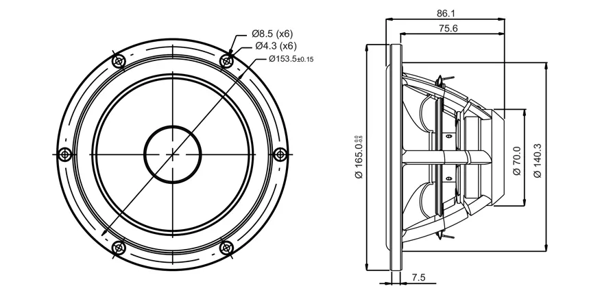 SB Acoustics Satori MR16P-8 midrange 6,5" 8 ohm carta