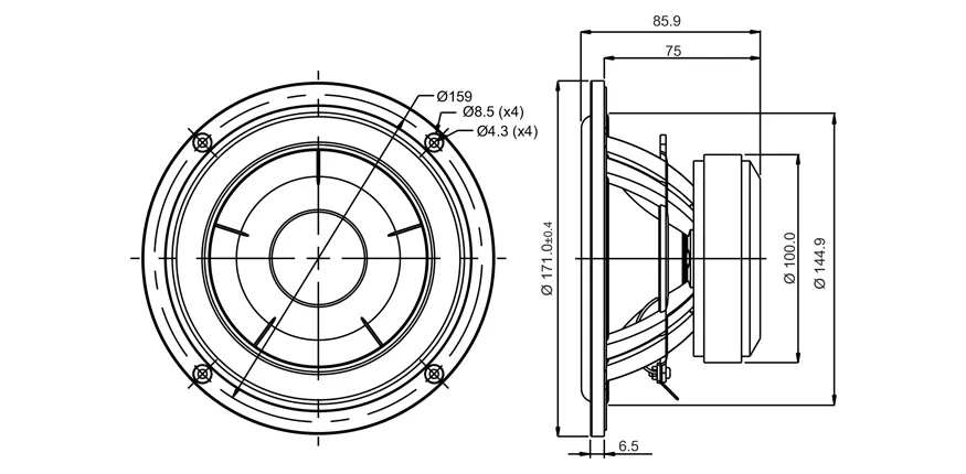 SB Acoustics SB17NAC35-4 woofer alluminio 6" 4 ohm