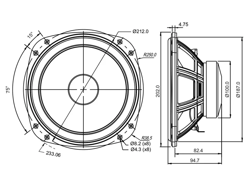 SB Acoustics SB20PFC30-8 woofer carta 20cm 8 ohm