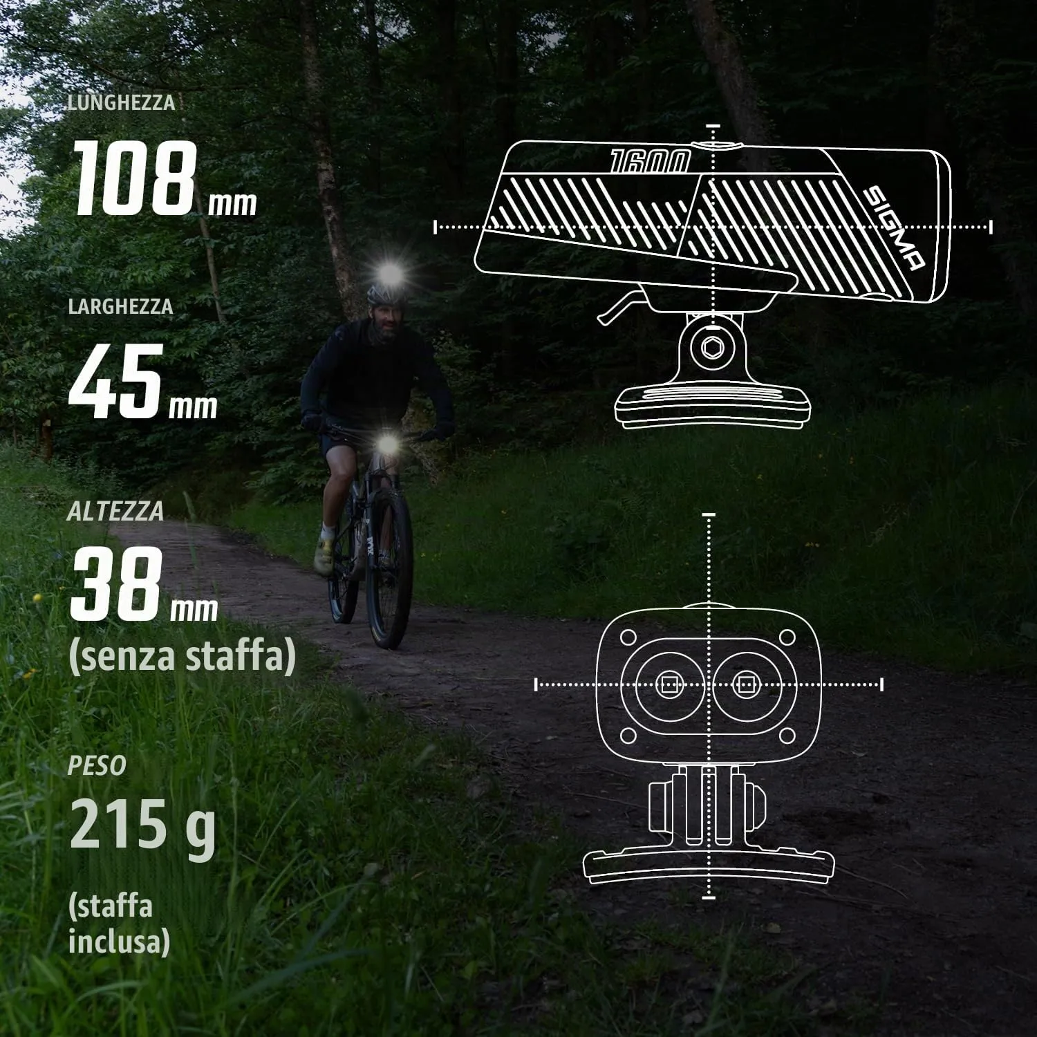 Sigma Buster 1600HL Luce Casco 1600 Lumen