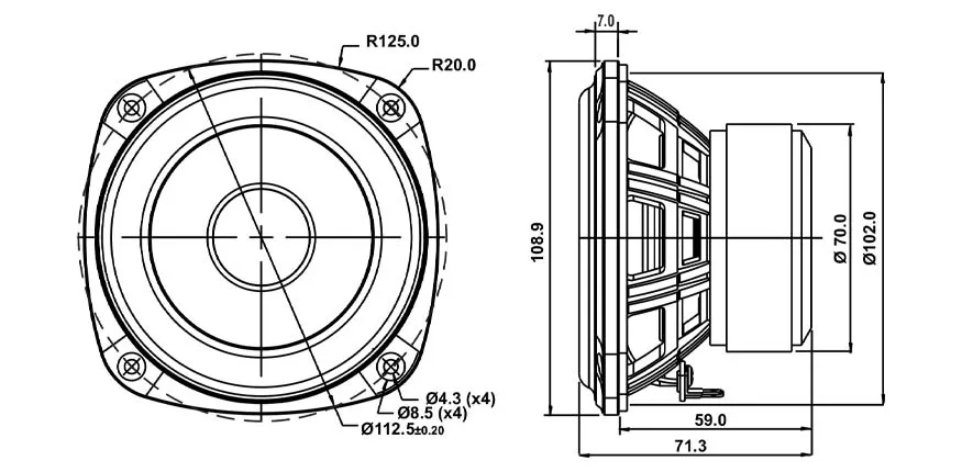 SB Acoustics PFC SB12PFC25-4 midwoofer carta 4 pollici