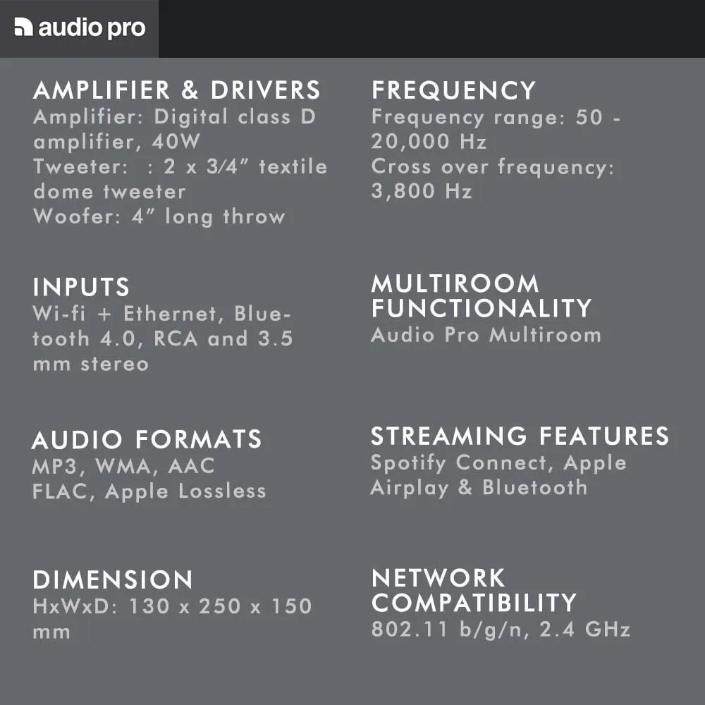 Audio Pro Addon C5 speaker wireless grigio multiroom