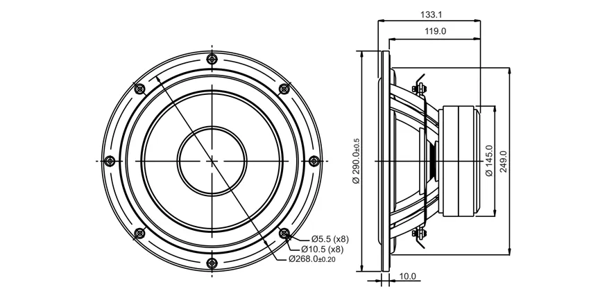 SB Acoustics NRX SB29NRX75-6 woofer 10" 6 ohm Norex
