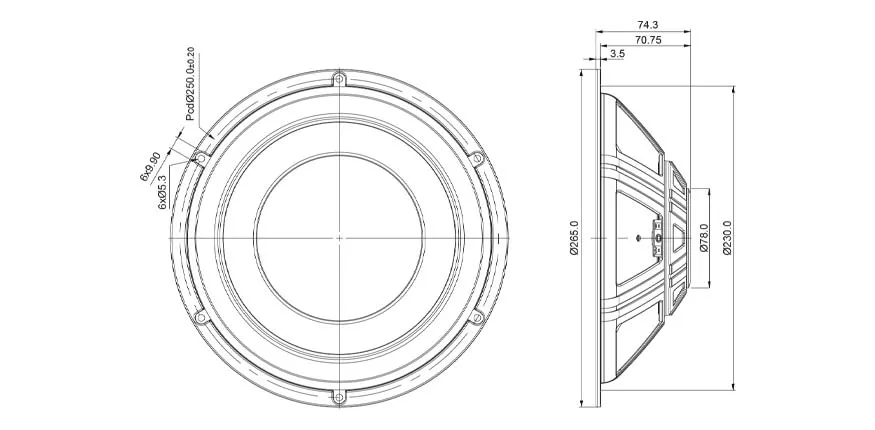SB Acoustics SW26SFC38-8 Subwoofer Shallow 10" 8 Ohm Carta