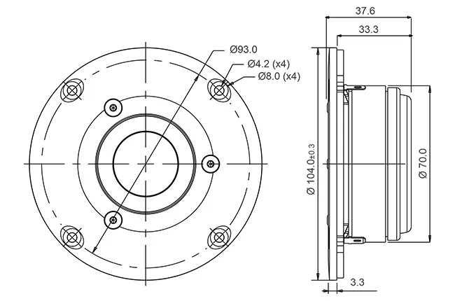 SB Acoustics SB29RDC-C000-4 tweeter anello 4 ohm tessuto