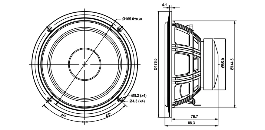 SB Acoustics SB16PFCR25-4 midwoofer 6 pollici carta