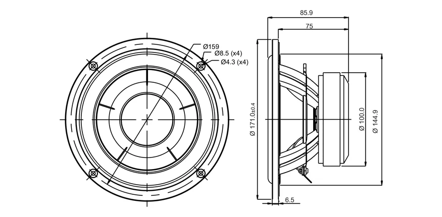 SB Acoustics SB17NAC35-8 woofer 6" 8 ohm alluminio