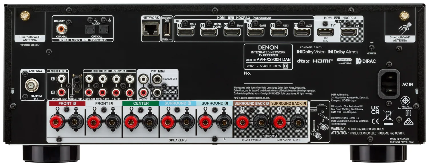 Denon AVR-X2900H DAB sintoamplificatore 7.2 nero