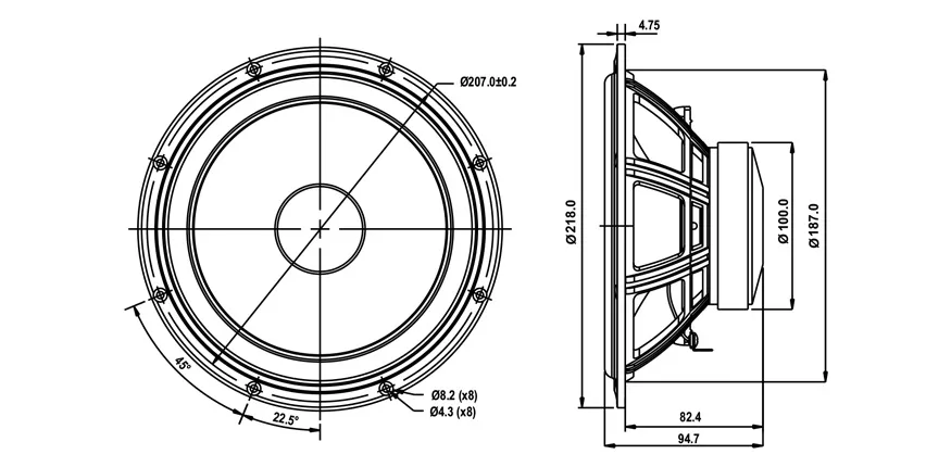 SB Acoustics SB20PFCR30-8 Woofer 20 cm 8 Ohm Carta