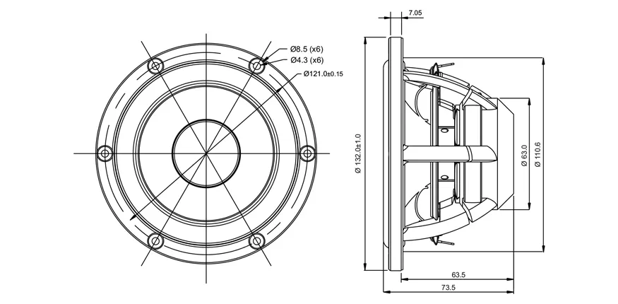 SB Acoustics Satori MR13P-8 midrange 5" carta 8 Ohm