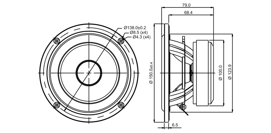 SB Acoustics MFC SB15MFC30-8 midwoofer 5 pollici 8 ohm
