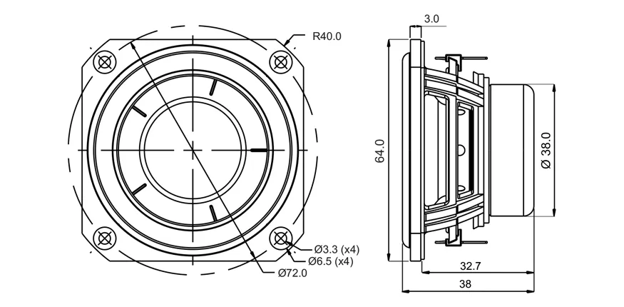 SB Acoustics SB65WBAC25-4 altoparlante 2,5" alluminio 4 ohm