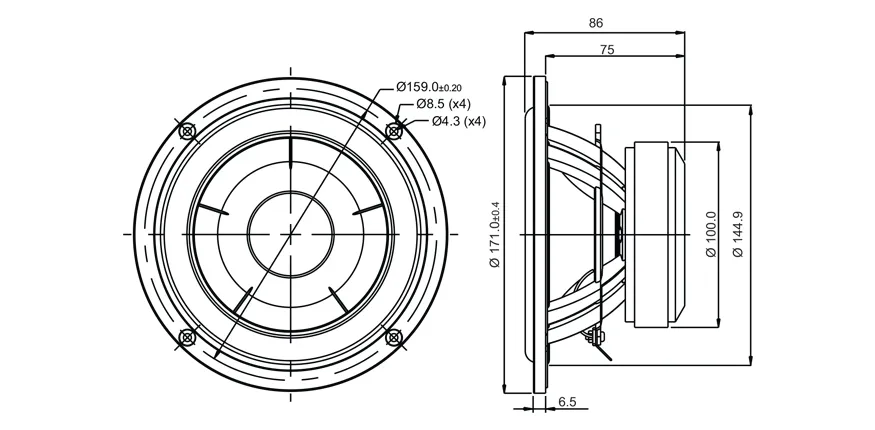 SB Acoustics SB17CAC35-4 Midwoofer 6" 4 Ohm Ceramica