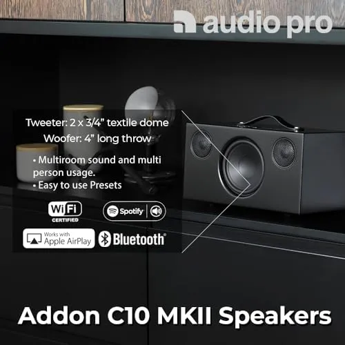 Audio Pro C10 MkII Speaker Bluetooth WiFi Nero Multiroom
