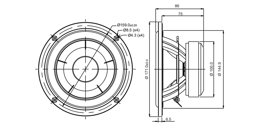 SB Acoustics SB17NBAC35-4 woofer 6" alluminio
