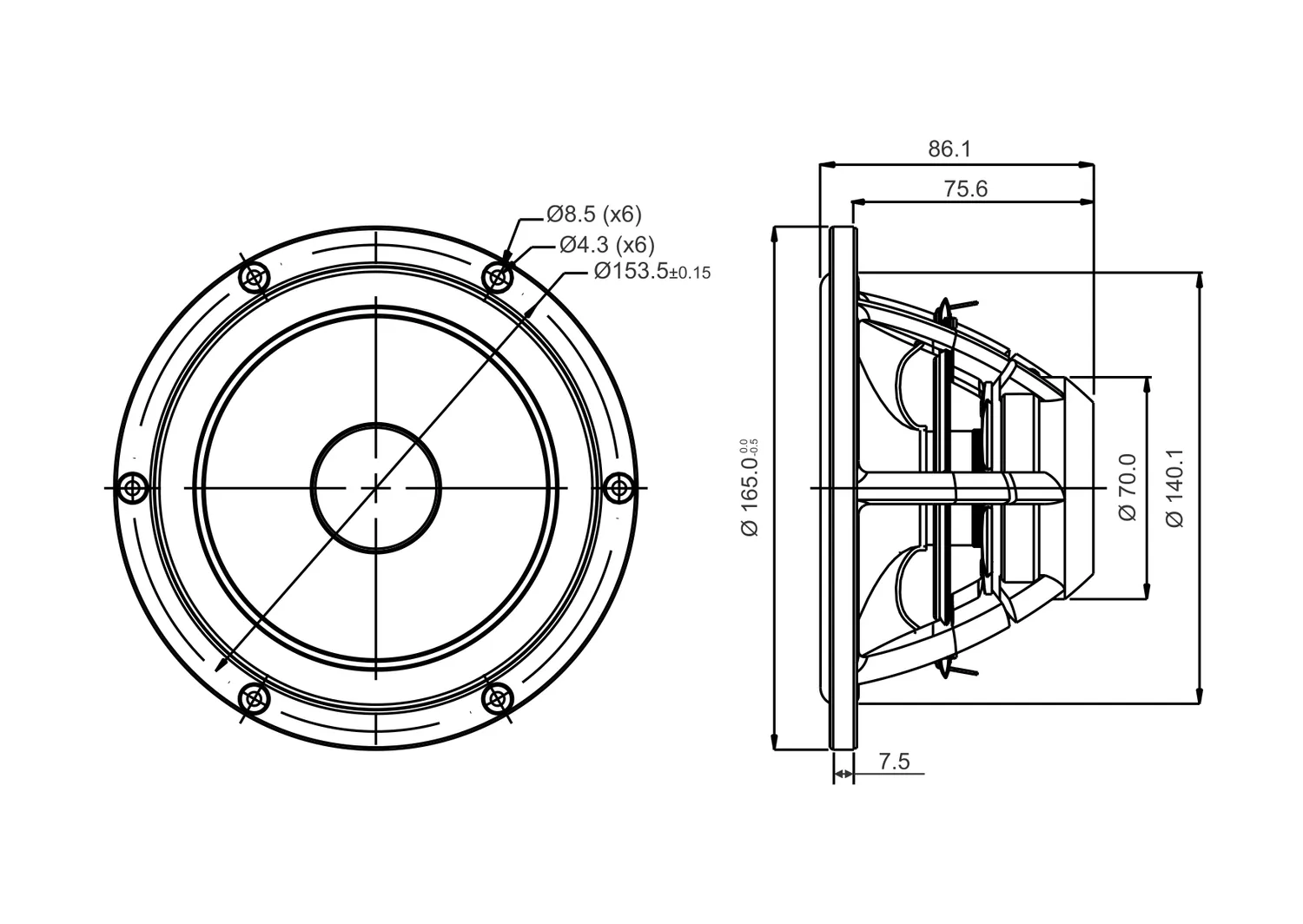SB Acoustics Satori MW16P-12 midwoofer carta 6,5 pollici