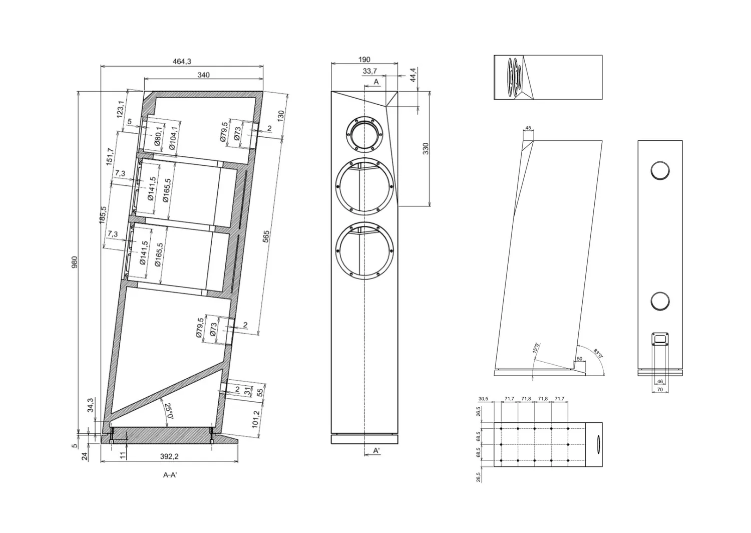 SB Acoustics Rinjani Tx kit diffusori Textreme pavimento