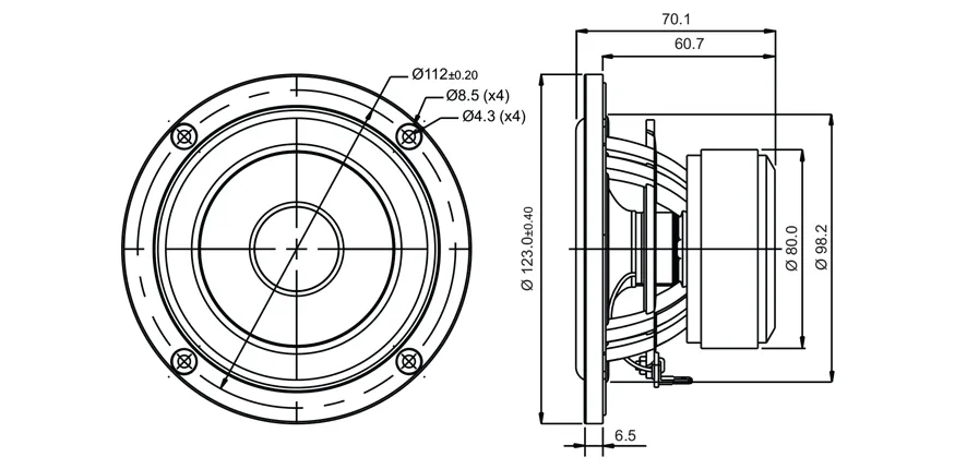 SB Acoustics CAC SB12CACS25-8 midwoofer 4" ceramica