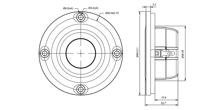 SB Acoustics SB21RDCN-C000-4 tweeter tessuto 4 ohm