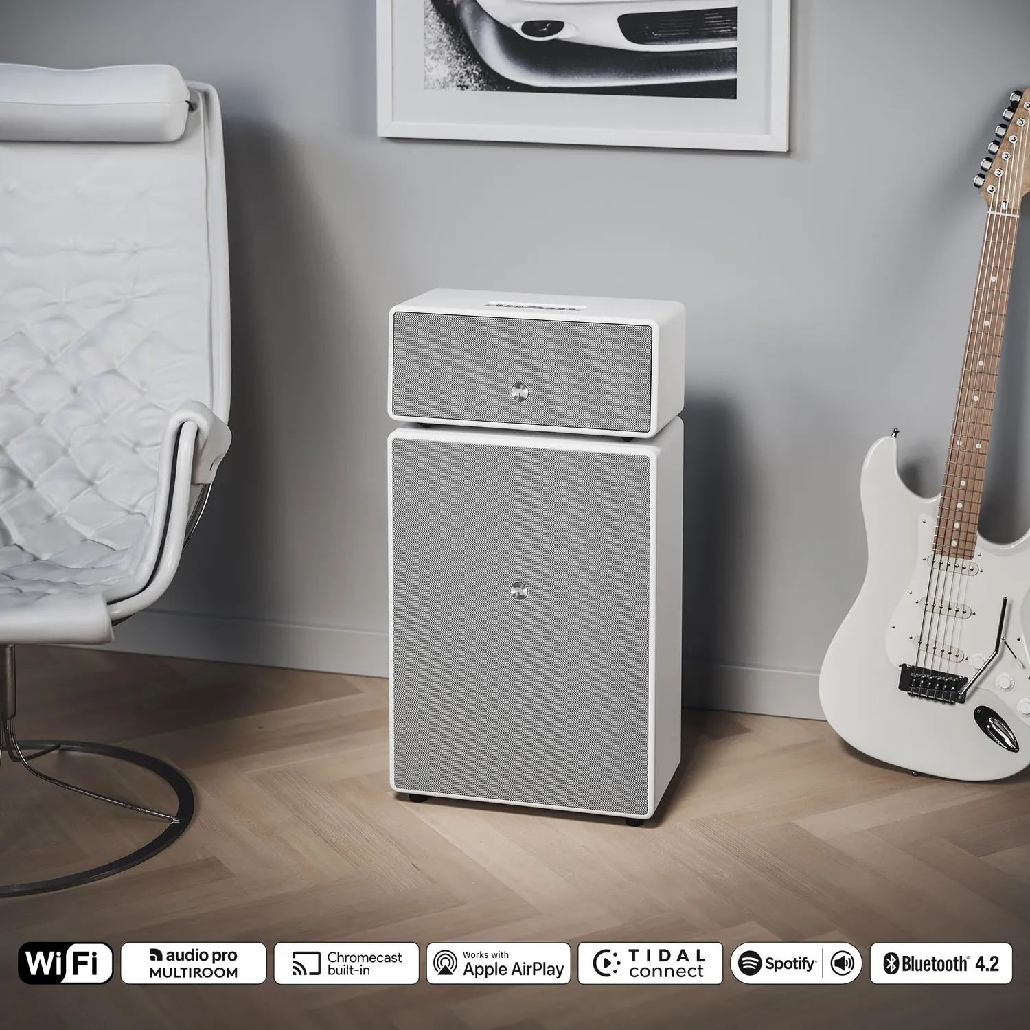 Audio Pro Drumfire II Cassa WiFi Bianco Seta Multiroom