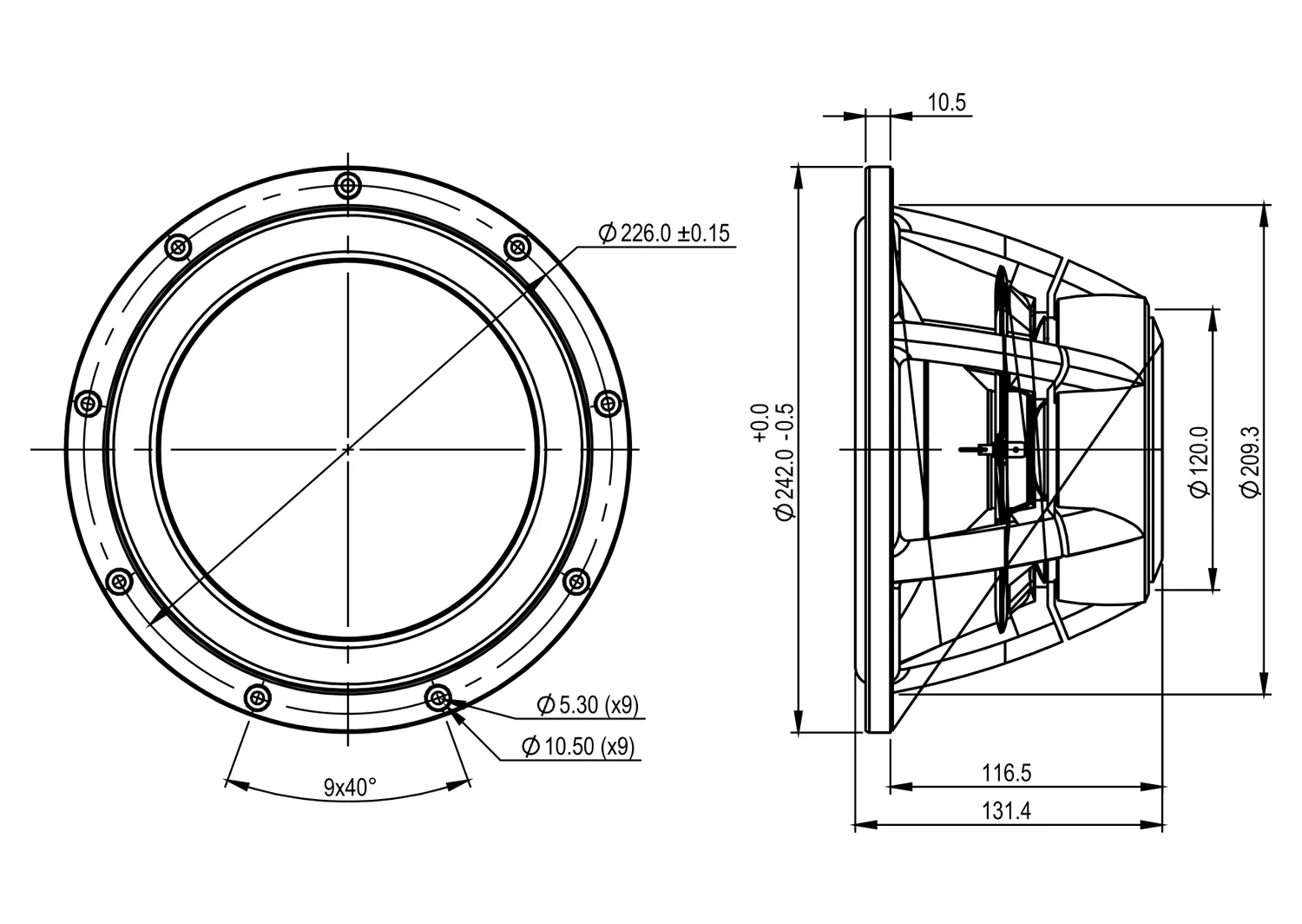 SB Acoustics Satori WO24TX-4 woofer 9,5" Textreme 4 ohm