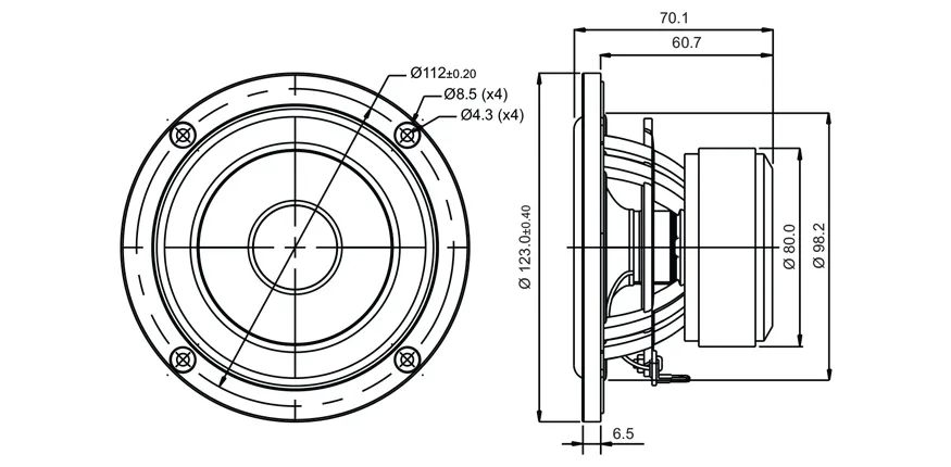 SB Acoustics SB12CACS25-4 midwoofer 4" ceramica