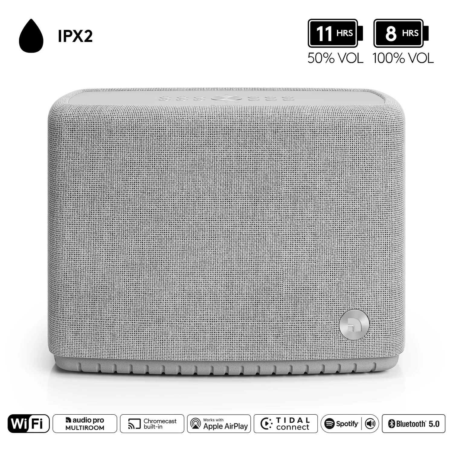 Audio Pro A15 Cassa Multiroom Grigio Chiaro IPX2