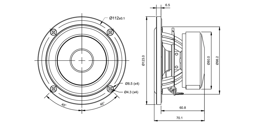 SB Acoustics SB12MNRX2-25-4 altoparlante 4" Norex 4 ohm