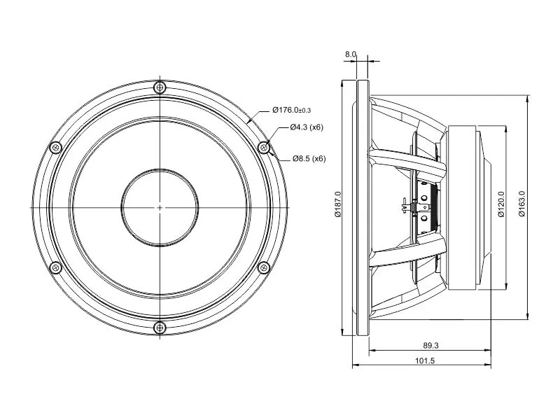 SB Acoustics Satori MW19PF-8 midwoofer 7,5" carta 8 ohm