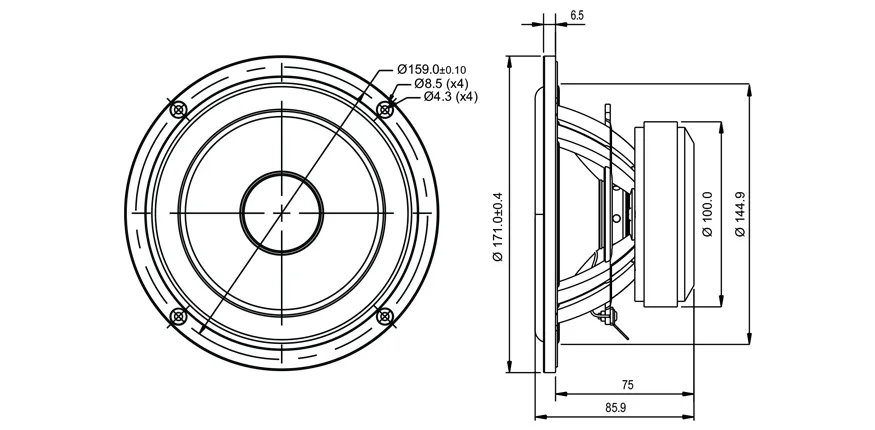 SB Acoustics SB17NRX2C35-8 midwoofer 6" Norex