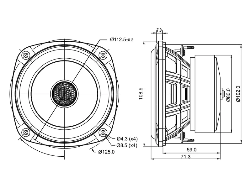 SB Acoustics SB12PFC25-4-COAX coassiale 4" carta 4 ohm