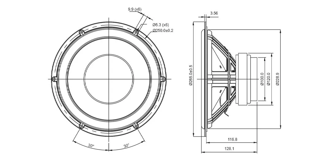 SB Acoustics SB26SFCL38-8 woofer 10" carta