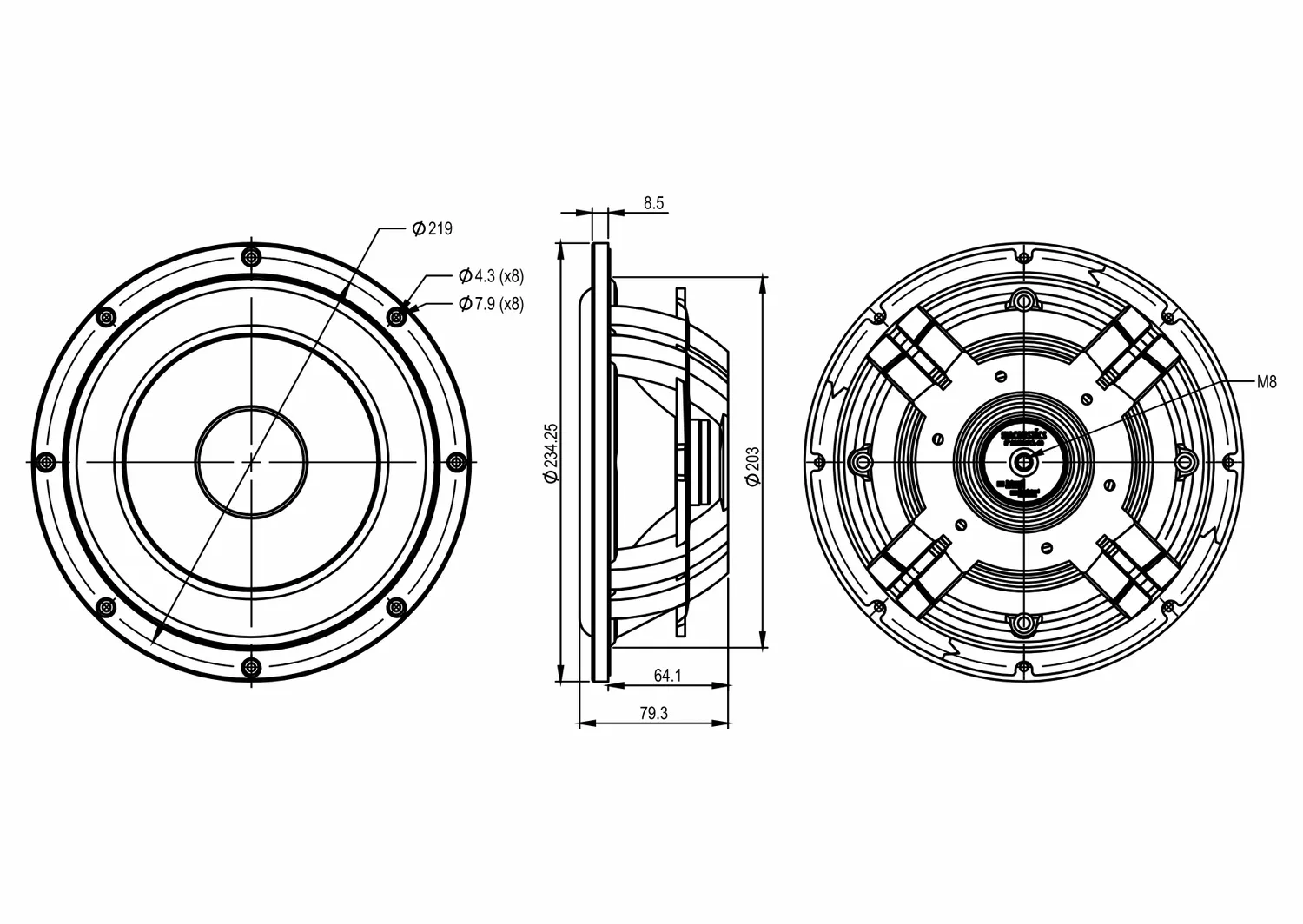 SB Acoustics SB23MFCL-00 radiatore passivo 8" polipropilene