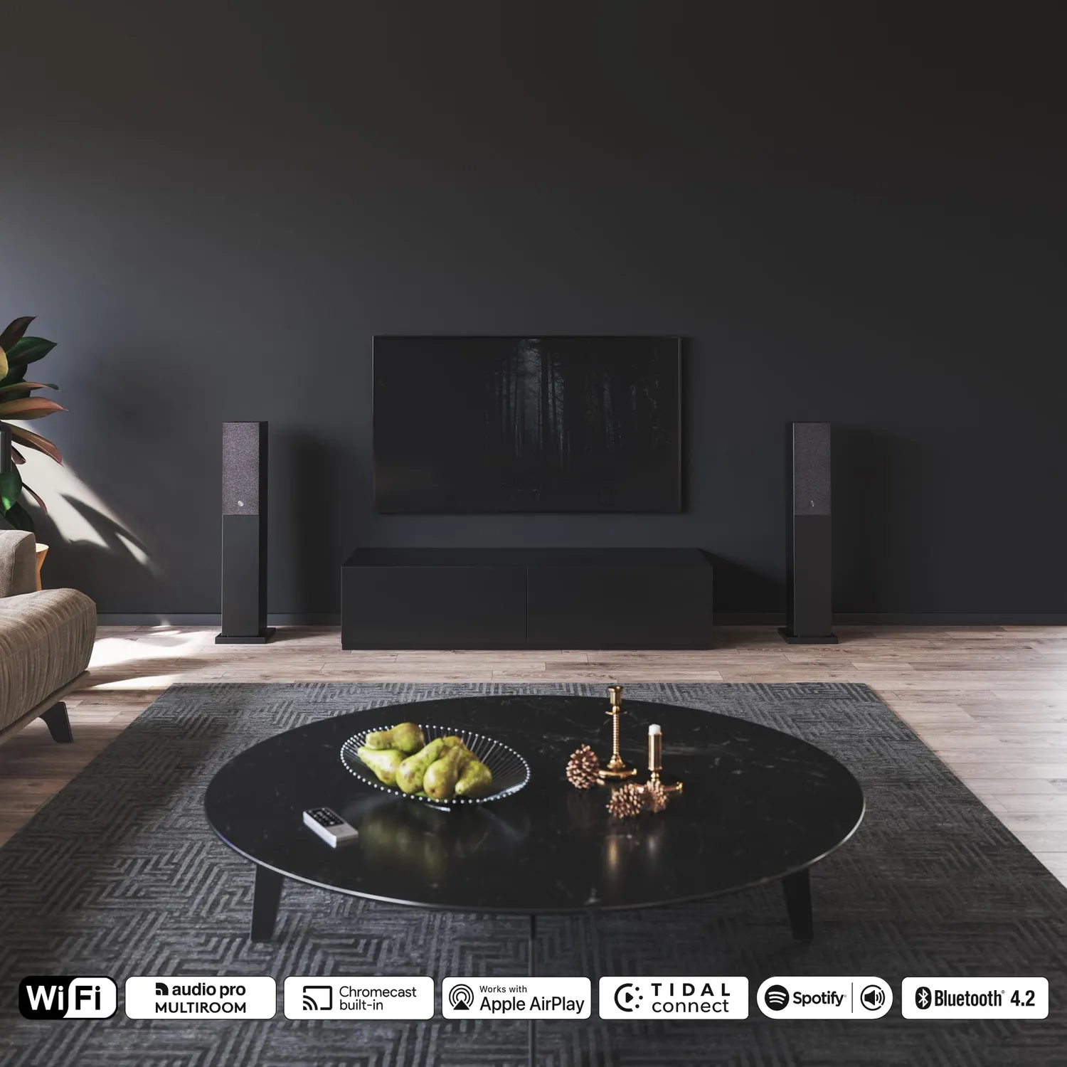 Audio Pro A Series A38 casse da pavimento nere coppia wireless