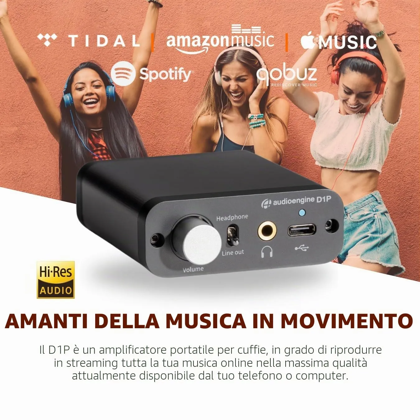 Audioengine D1P DAC amplificatore cuffie portatile 32 bit