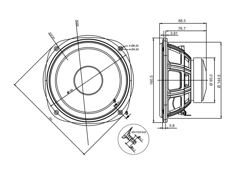 SB Acoustics SB16PFC25-4 woofer carta 16cm 4 ohm