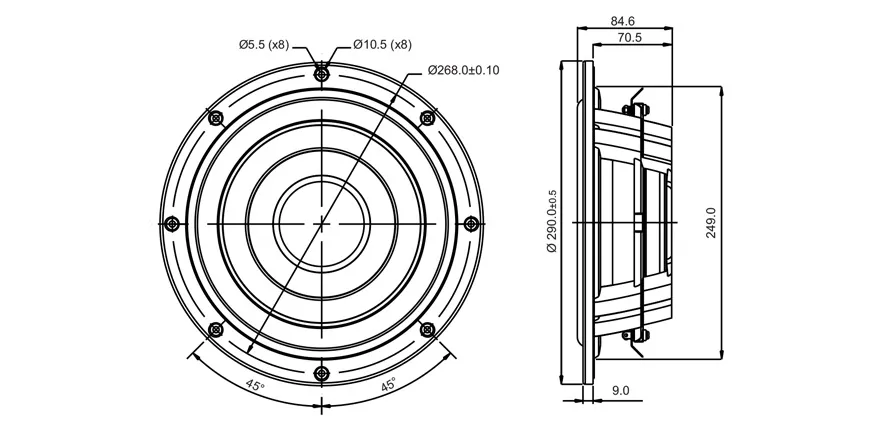 SB Acoustics SW26DBAC76-4 subwoofer 10" slim 4 Ohm