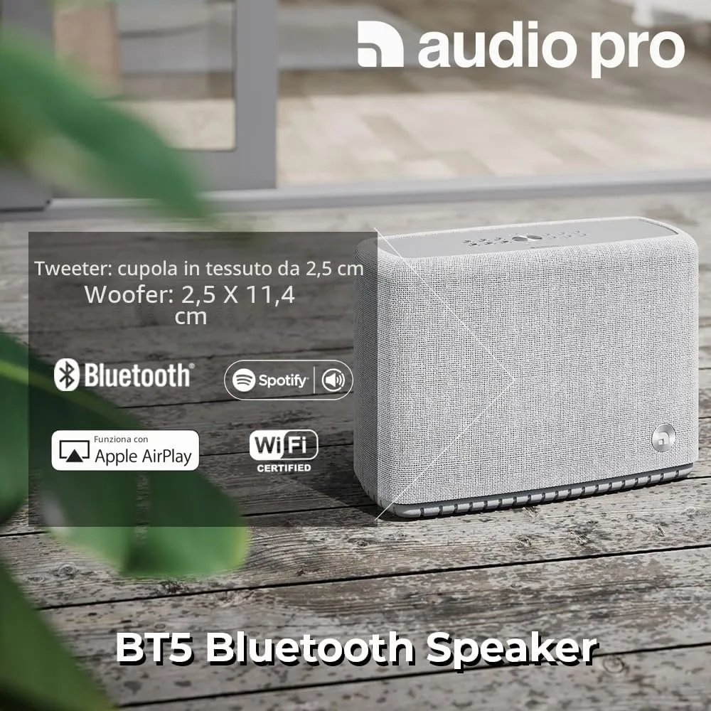Audio Pro A15 Cassa Multiroom Grigio Chiaro IPX2