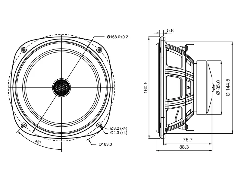 SB Acoustics SB16PFC25-4-COAX Coassiale 16cm Carta 4 Ohm