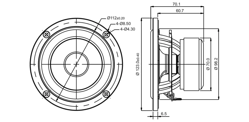 SB Acoustics SB12NRX25-4 midwoofer Norex 4" 4 ohm