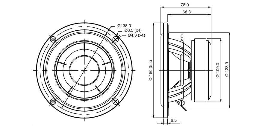 SB Acoustics SB15NAC30-8 midwoofer 5" alluminio 8 ohm